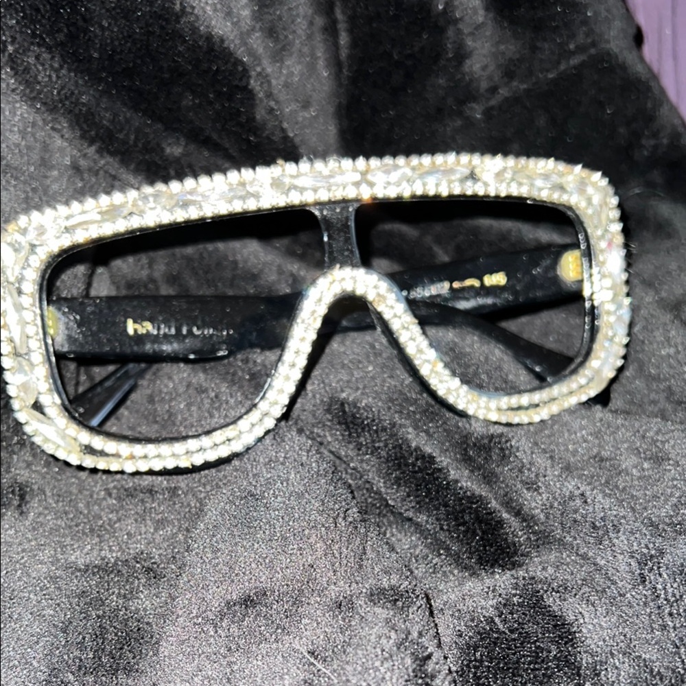 Crystal Embellished Black Sunglasses